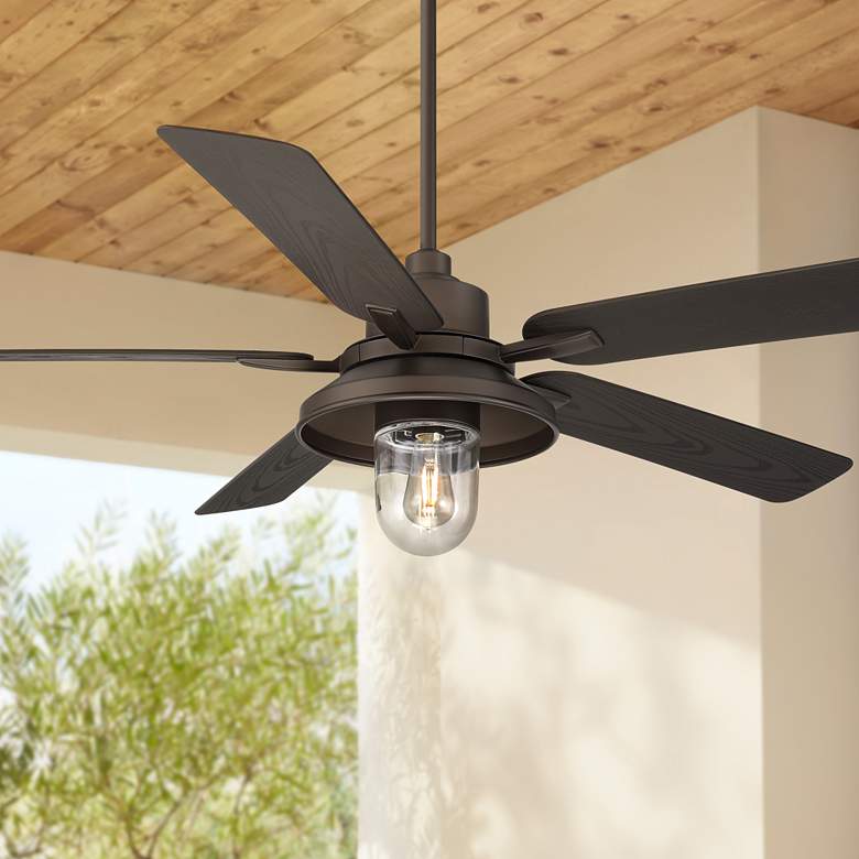 Image 1 60" Casa Vieja Ridgeline Bronze Barn LED Outdoor Ceiling Fan
