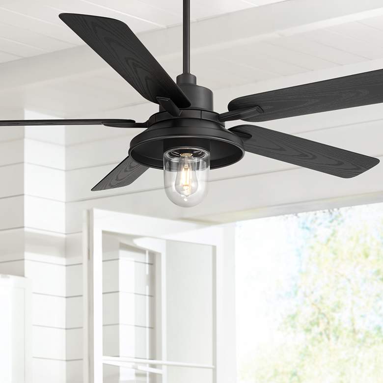 Image 2 60" Casa Vieja Ridgeline Matte Black Barn LED Outdoor Ceiling Fan