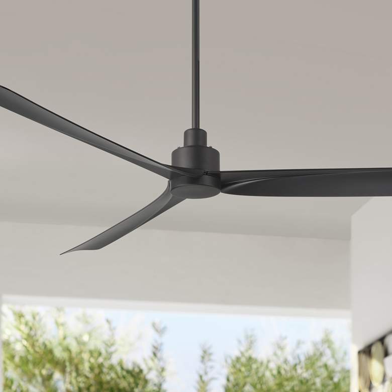 Image 1 60" Casa Vieja Sailplane Matte Black Damp Ceiling Fan with Remote