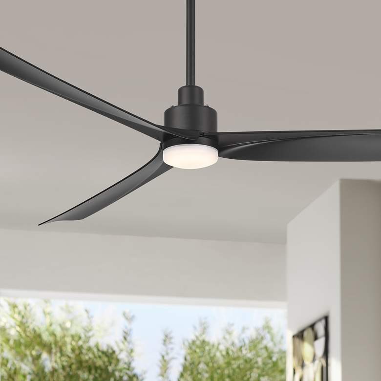 Image 1 60" Casa Vieja Sailplane Matte Black Damp LED Ceiling Fan with Remote