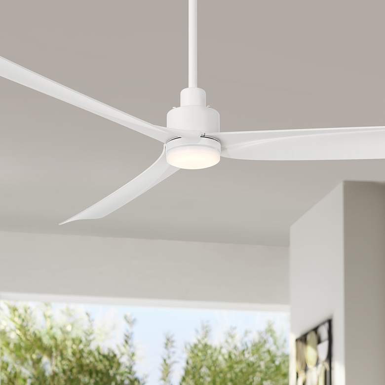 Image 1 60" Casa Vieja Sailplane Matte White Damp LED Ceiling Fan with Remote