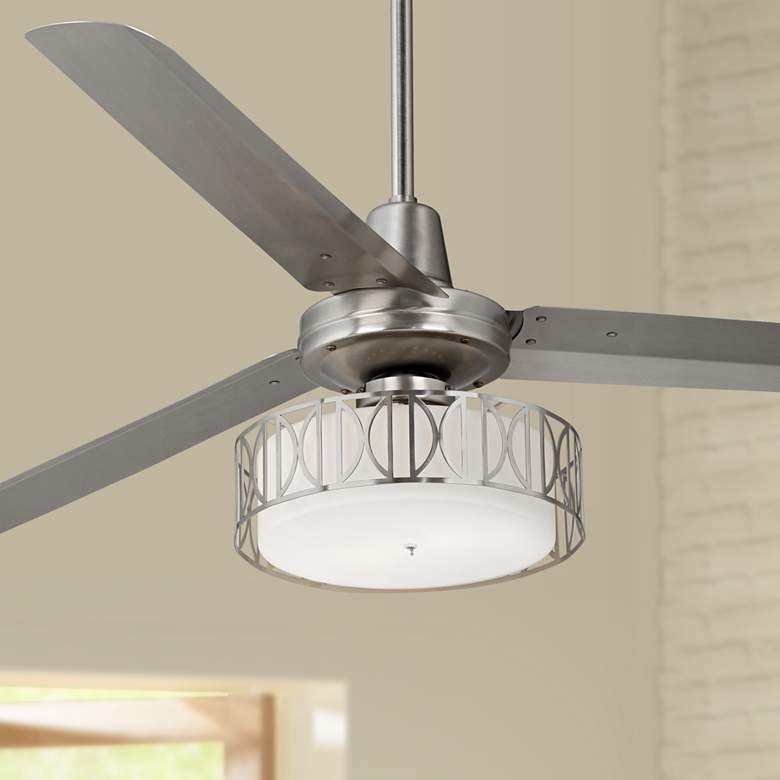 Image 1 60 inch Casa Vieja Turbina&#8482; Art Deco Brushed Nickel Ceiling Fan
