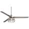 60" Casa Vieja Turbina Brushed Nickel Seeded Glass LED Fan with Remote