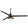 60" Casa Vieja Turbina DC Bronze Damp LED Ceiling Fan with Remote