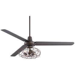 60" Casa Vieja Turbina DC Bronze LED Ceiling Fan with Remote