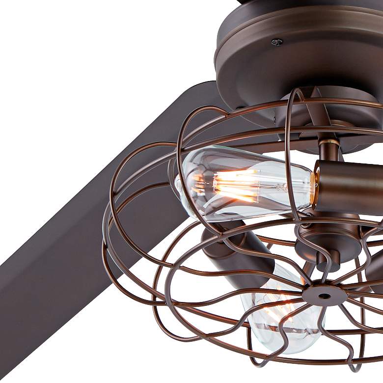 Image 3 60" Casa Vieja Turbina DC Bronze LED Ceiling Fan with Remote more views