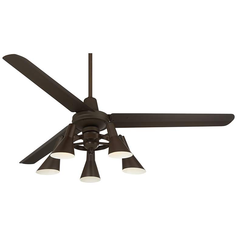 Image 2 60" Casa Vieja Turbina DC Bronze LED Ceiling Fan with Remote