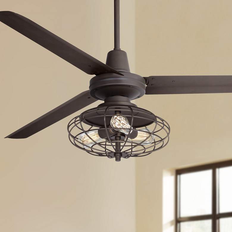 Image 1 60" Casa Vieja Turbina DC Bronze LED Ceiling Fan