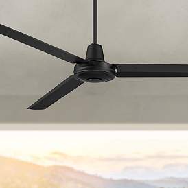 Image1 of 60" Casa Vieja Turbina DC Damp Matte Black Ceiling Fan with Remote