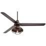 2_60" Casa Vieja Turbina DC LED Bronze Damp Ceiling Fan with Remote
