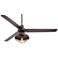 60" Casa Vieja Turbina DC LED Bronze Damp Ceiling Fan with Remote