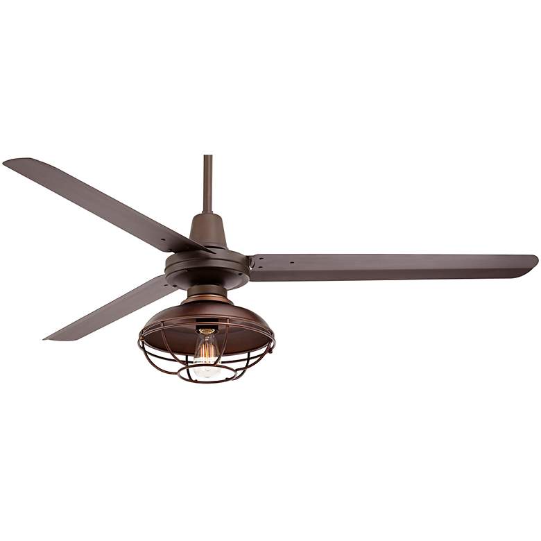Image 6 60" Casa Vieja Turbina DC LED Bronze Damp Ceiling Fan with Remote more views