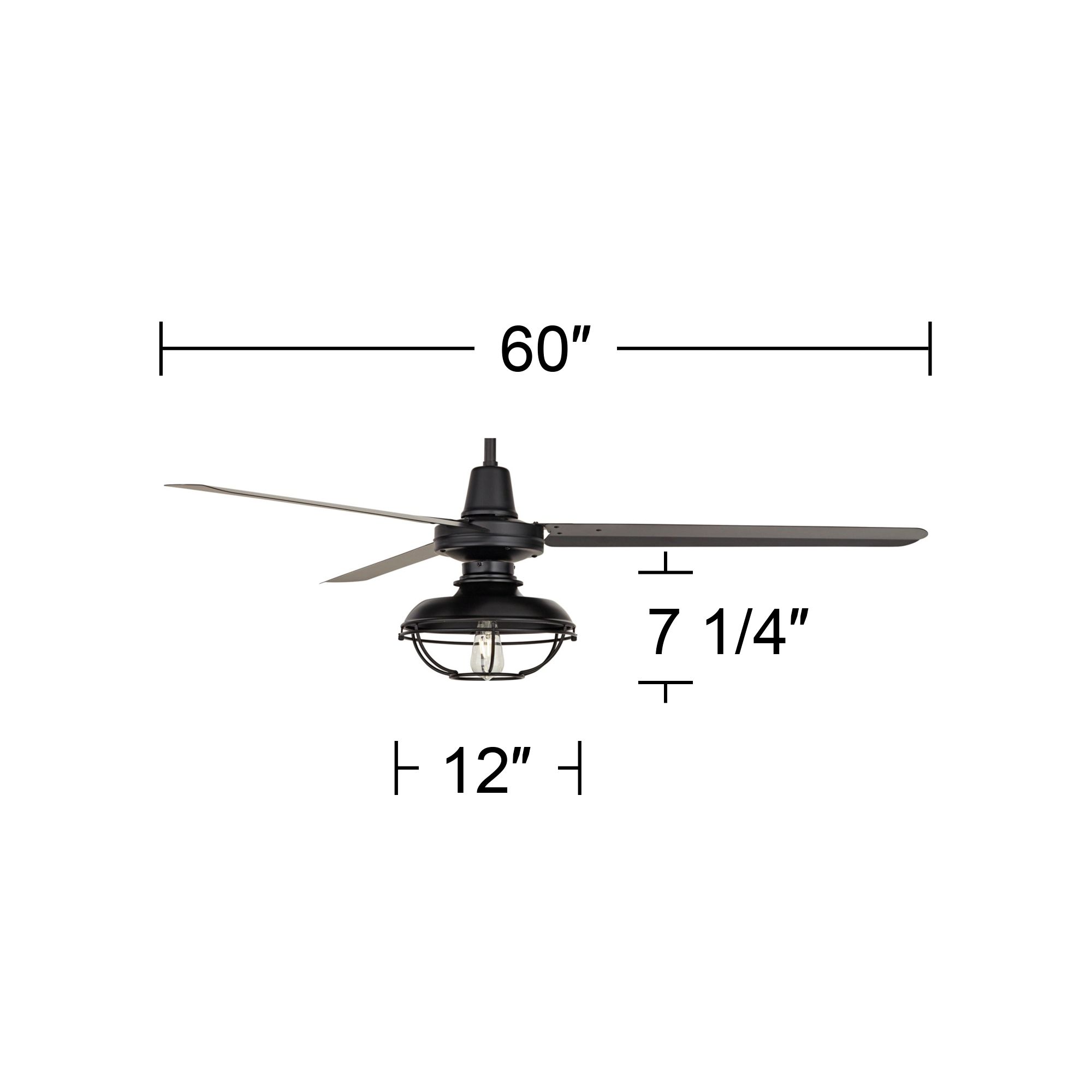 60" Casa Vieja Turbina Matte Black Damp Cage Ceiling Fan with Remote