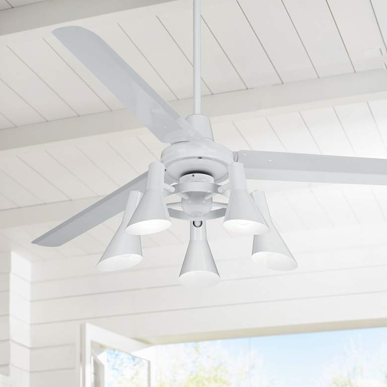 Image 1 60" Casa Vieja Turbina™ White Ceiling Fan with Remote