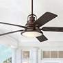1_60" Casa Vieja Wind and Sea Bronze LED Outdoor Ceiling Fan with Remote