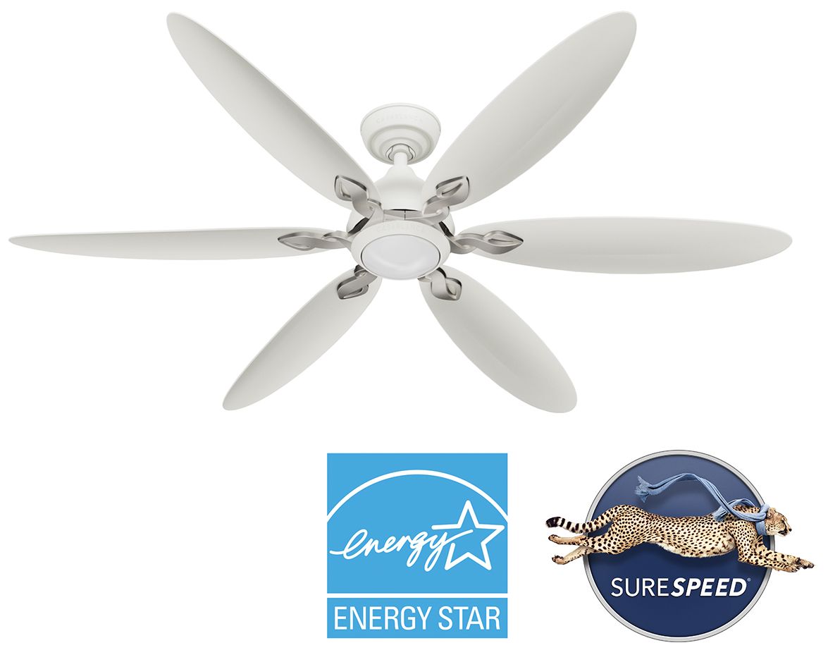 60" Casablanca Azalea ENERGY STAR Fresh White Damp Rated Ceiling Fan