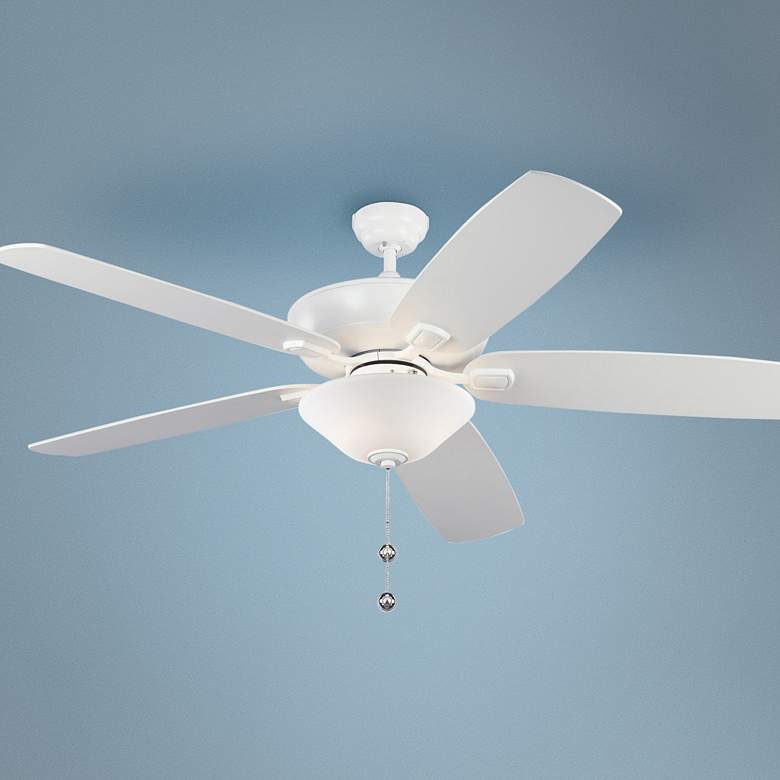 Image 1 60" Colony Matte White LED Damp Pull Chain Ceiling Fan