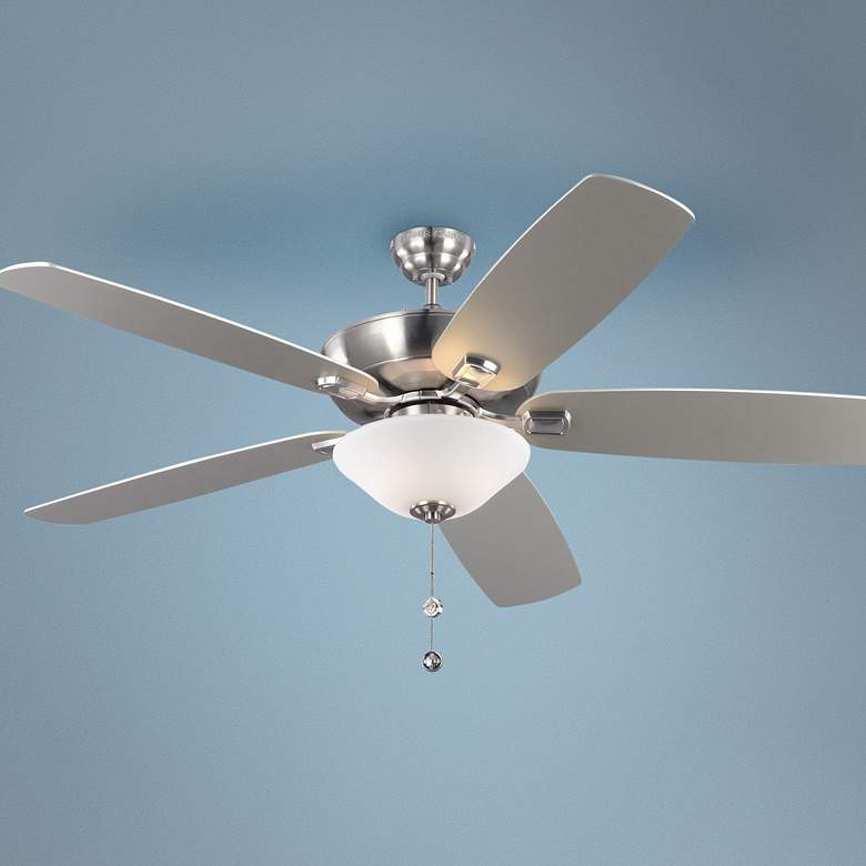 Image 1 60 inch Colony Super Max Plus Brushed Steel LED Damp Ceiling Fan