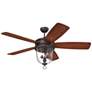 60" Craftmade Fredericksburg Bronze Gilded Ceiling Fan with Remote in scene