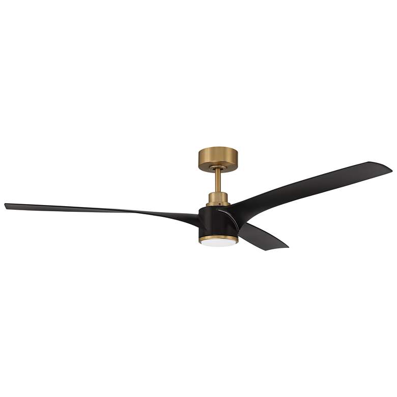 Image 1 60" Craftmade Phoebe Brass and Black Indoor LED Remote Ceiling Fan
