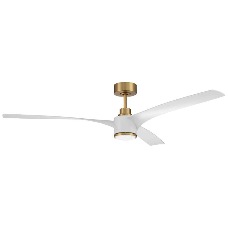 Image 1 60" Craftmade Phoebe Brass and White Indoor LED Remote Ceiling Fan