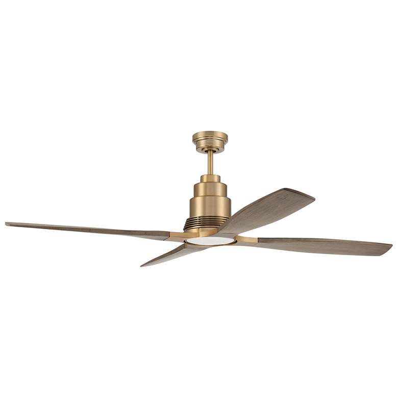 Image 1 60" Craftmade Ricasso Driftwood Satin Brass LED Fan with Remote