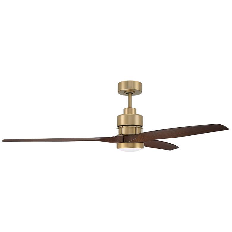 Image 1 60 inch Craftmade Sonnet Satin Brass and Walnut Smart LED Ceiling Fan