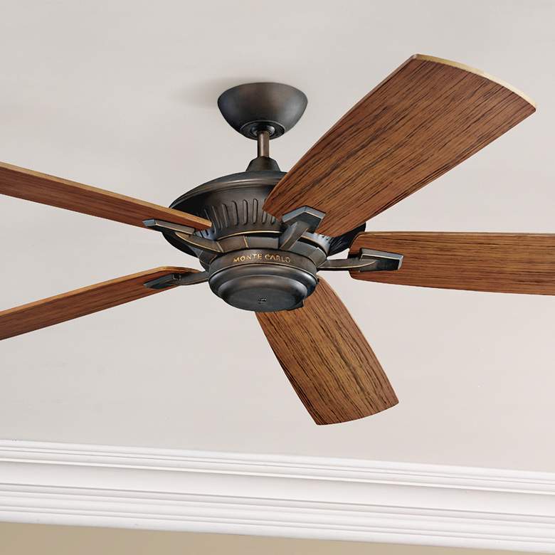 Image 1 60" Cyclone Bronze and Walnut Wet Location Pull Chain Ceiling Fan
