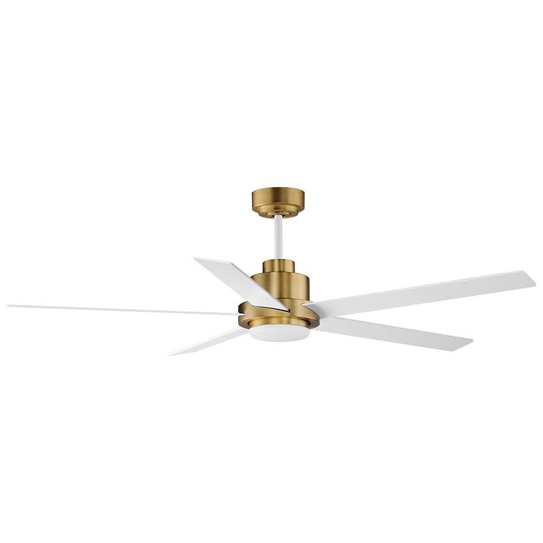 Image 3 60" Daisy Natural Aged Brass LED Ceiling Fan w/ White Blades
