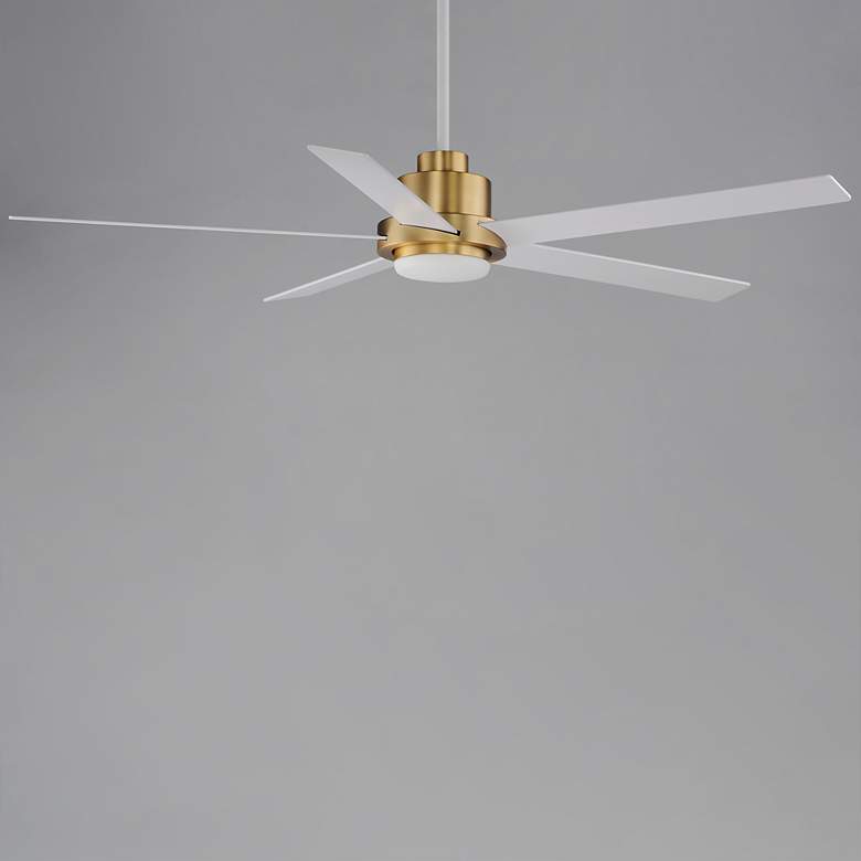 Image 4 60" Daisy Natural Aged Brass LED Ceiling Fan w/ White Blades more views