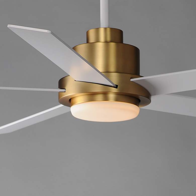 Image 6 60" Daisy Natural Aged Brass LED Ceiling Fan w/ White Blades more views