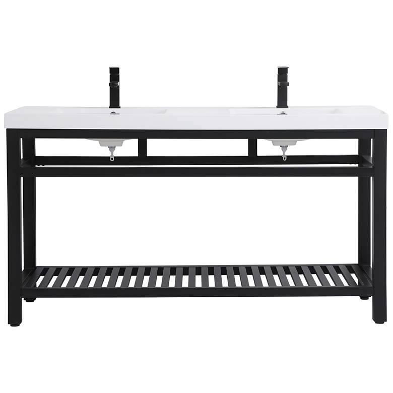 Image 1 60 Inch Double Bathroom Metal Vanity In Black