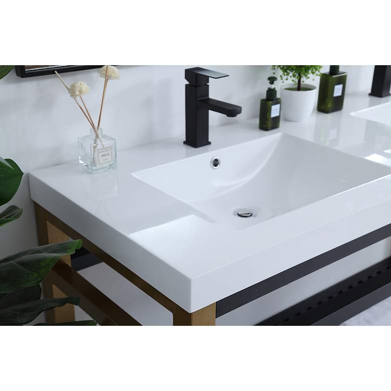 Image 2 60 Inch Double Bathroom Metal Vanity In Golden Black more views