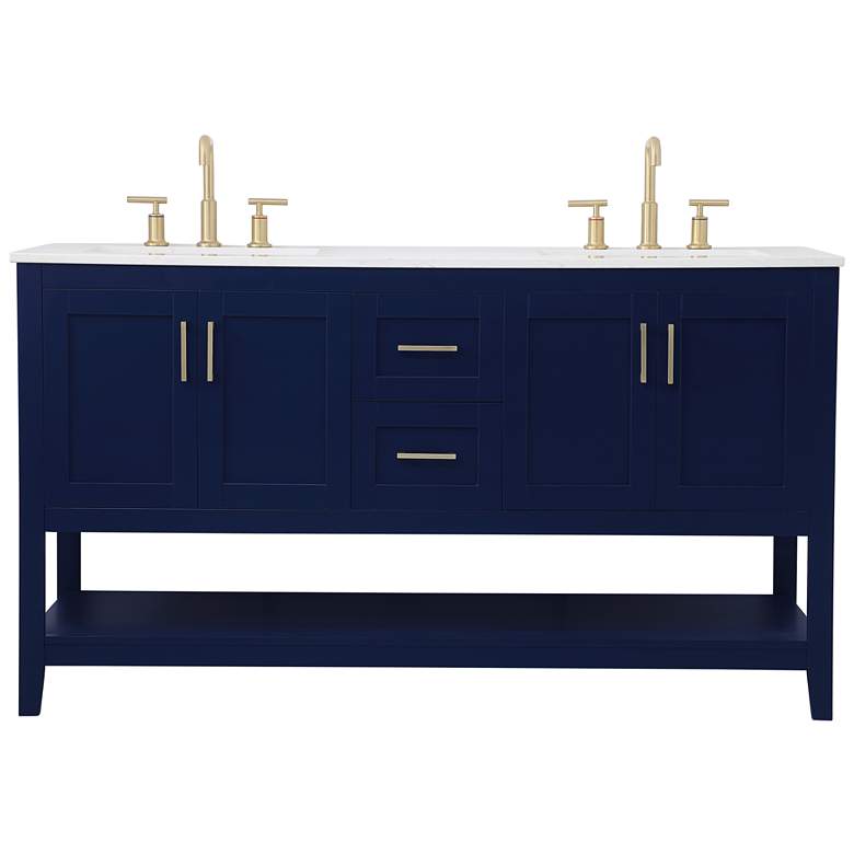 Image 1 60 Inch Double Bathroom Vanity, Blue