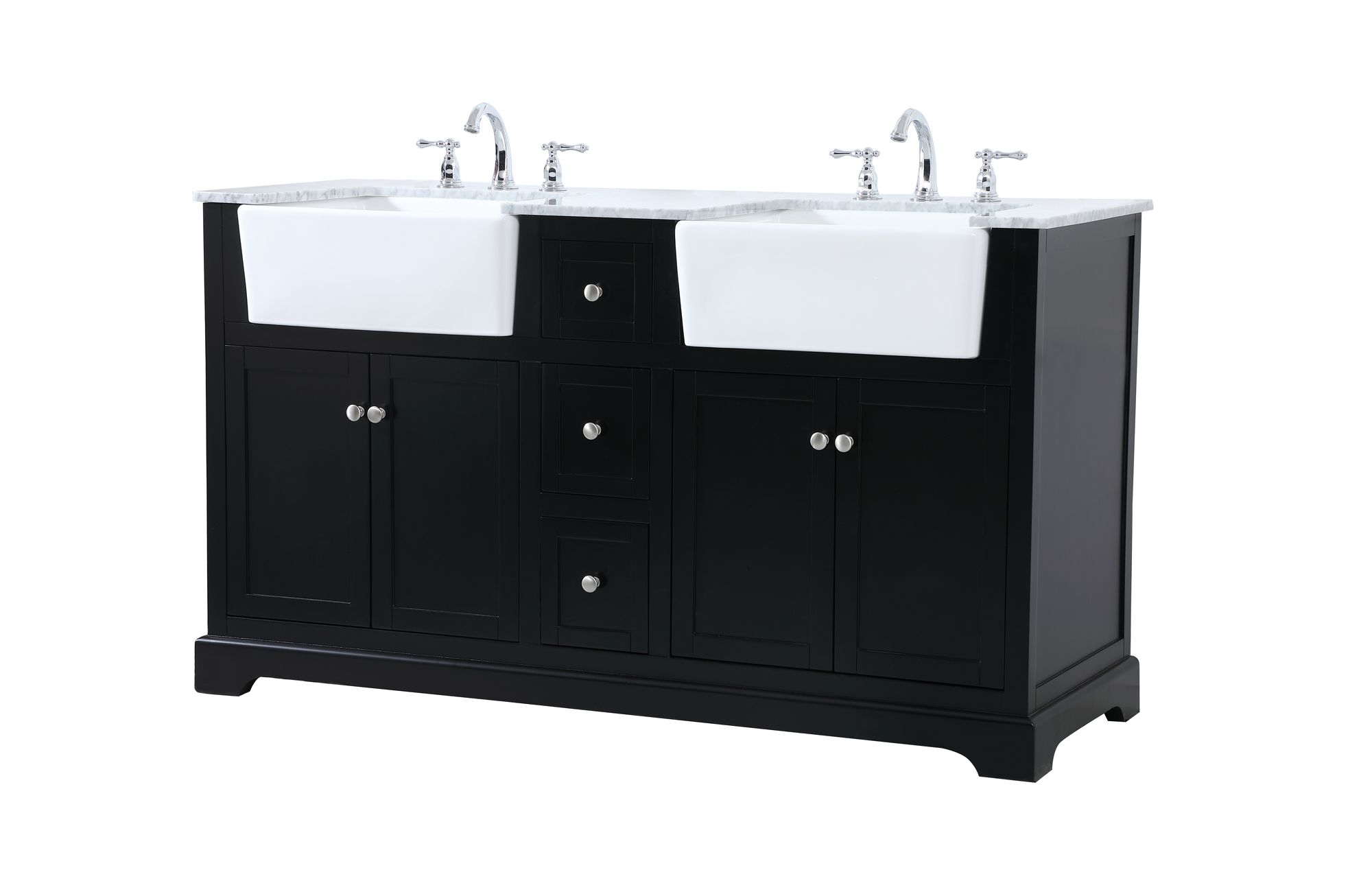 60 Inch Double Bathroom Vanity In Black