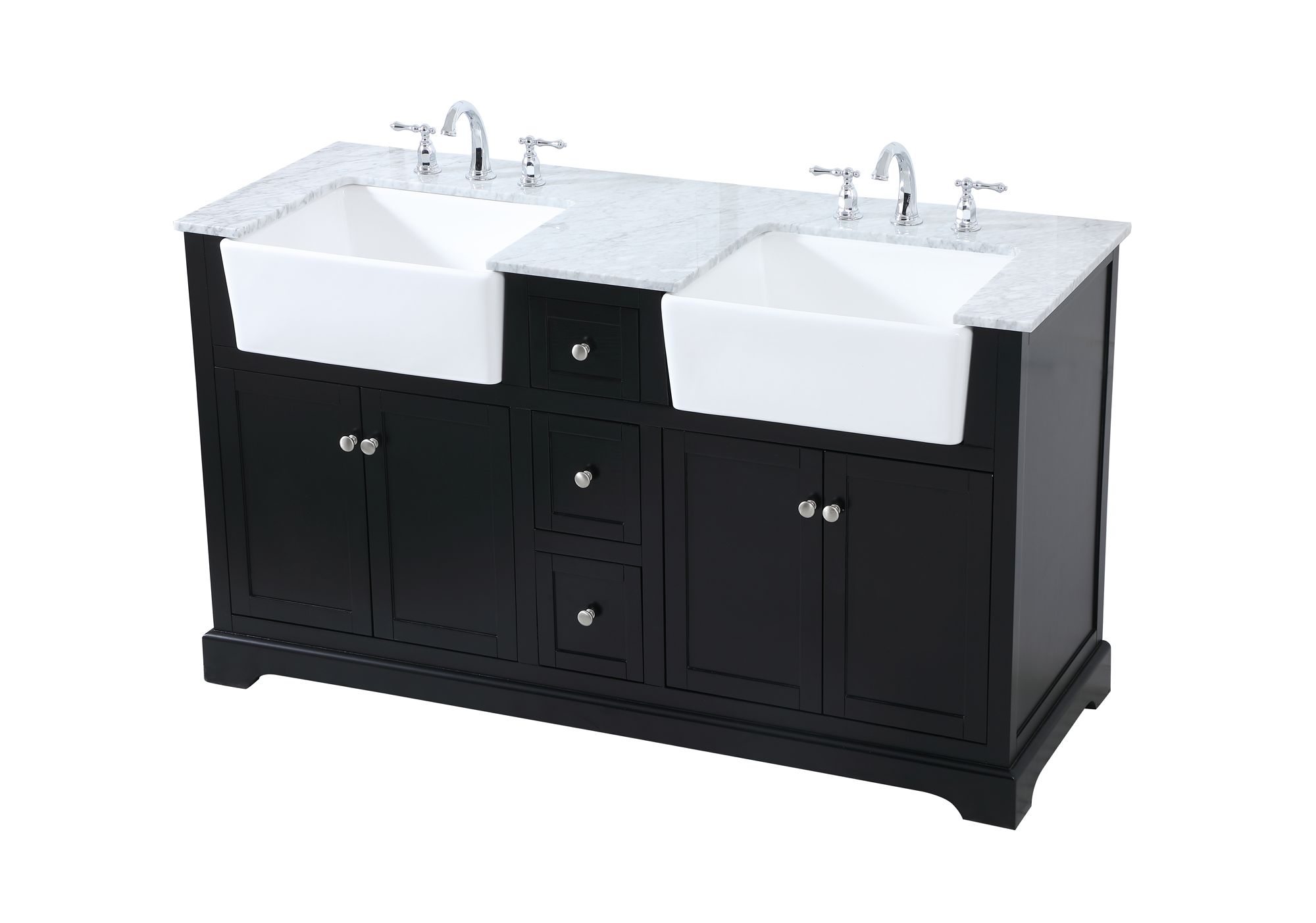 60 Inch Double Bathroom Vanity In Black