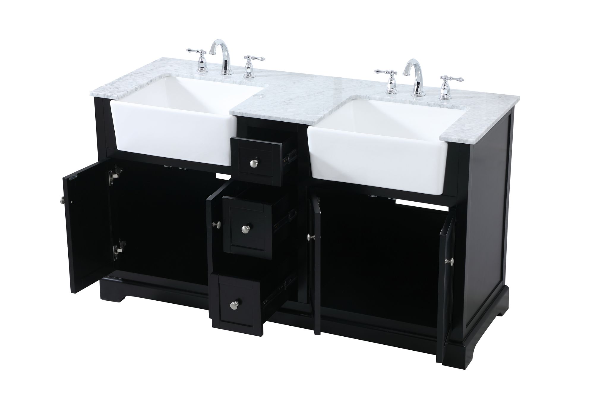 60 Inch Double Bathroom Vanity In Black