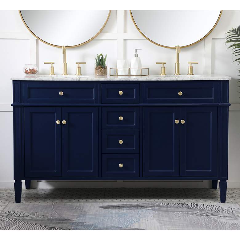 Image 1 60 Inch Double Bathroom Vanity In Blue