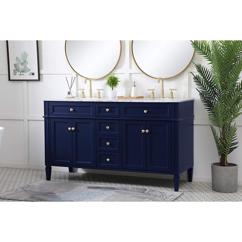 Image 3 60 Inch Double Bathroom Vanity In Blue more views