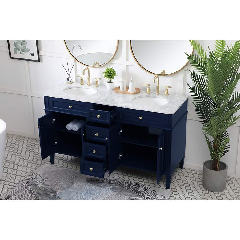 Image 4 60 Inch Double Bathroom Vanity In Blue more views