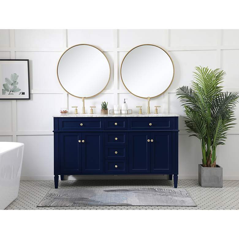 Image 7 60 Inch Double Bathroom Vanity In Blue more views