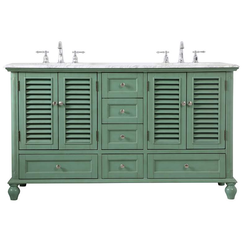 Image 1 60 Inch Double Bathroom Vanity In Vintage Mint