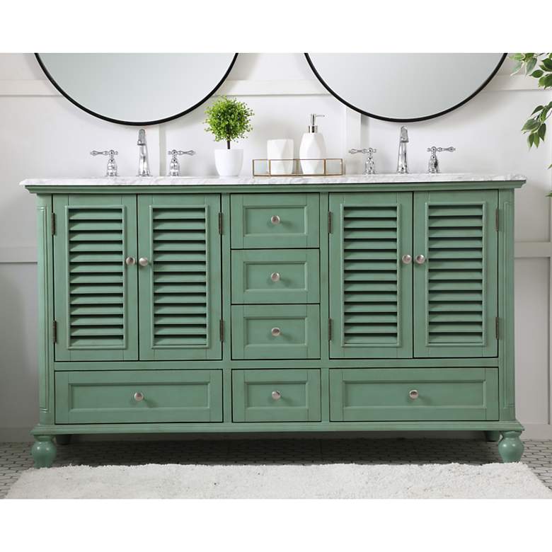 Image 1 60 Inch Double Bathroom Vanity In Vintage Mint