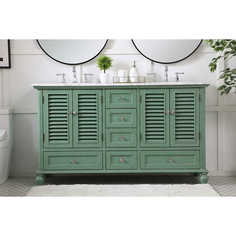 Image 3 60 Inch Double Bathroom Vanity In Vintage Mint more views