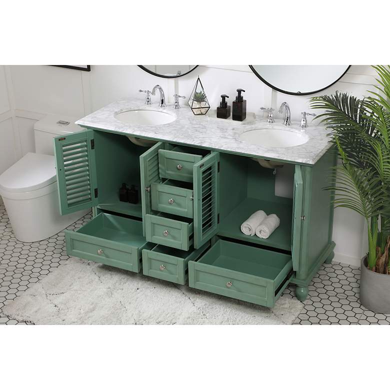 Image 5 60 Inch Double Bathroom Vanity In Vintage Mint more views