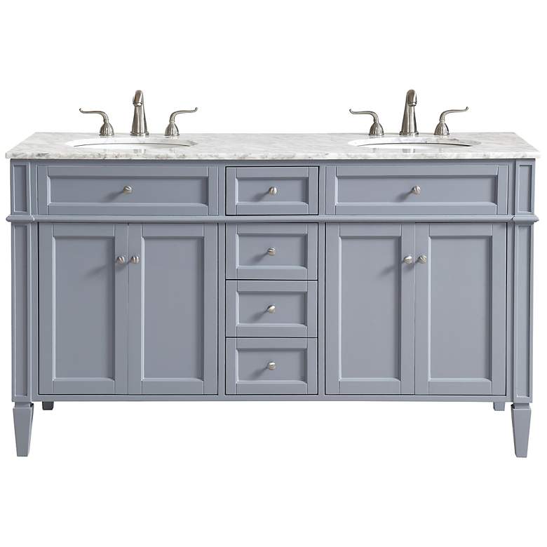 Image 2 60 Inch Double Bathroom Vanity Set In Grey