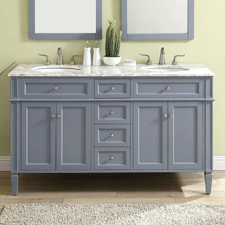 Image 1 60 Inch Double Bathroom Vanity Set In Grey