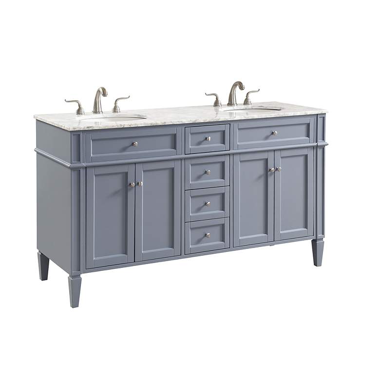 Image 3 60 Inch Double Bathroom Vanity Set In Grey more views