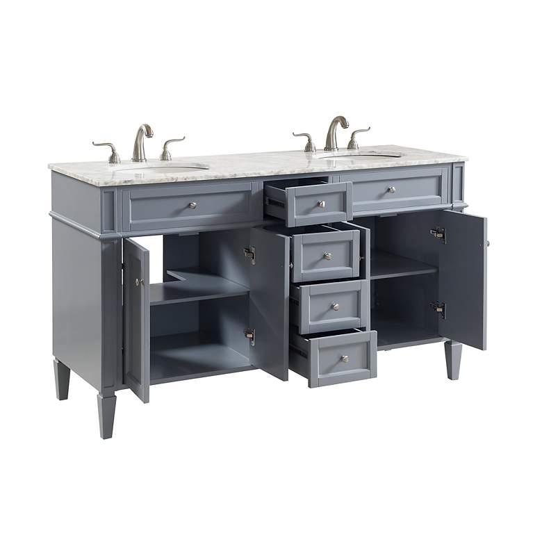 Image 4 60 Inch Double Bathroom Vanity Set In Grey more views