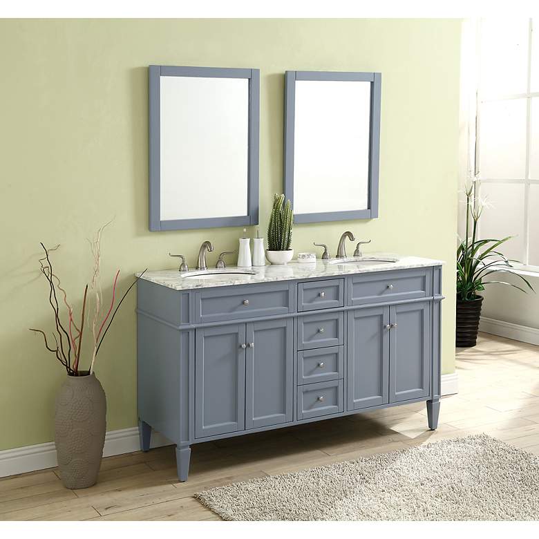Image 6 60 Inch Double Bathroom Vanity Set In Grey more views